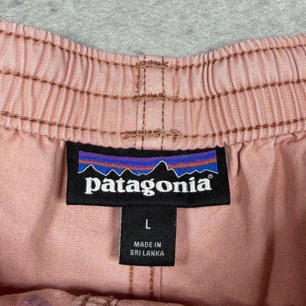 Patagonia Shorts Men Large Pink Funhoggers Khaki Elastic Waist Cotton 3 Pockets - Picture 14 of 16